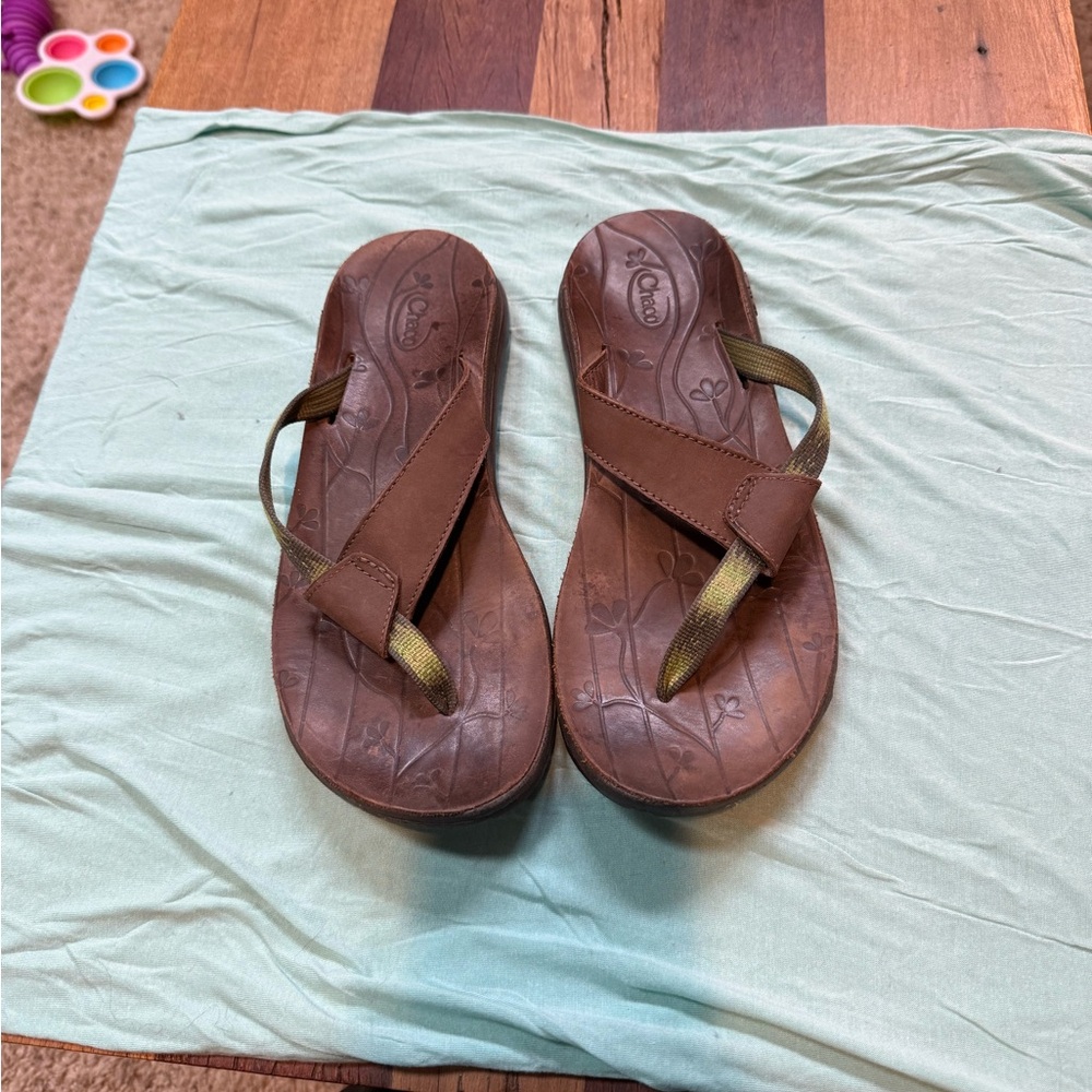 Chaco leather flip flops